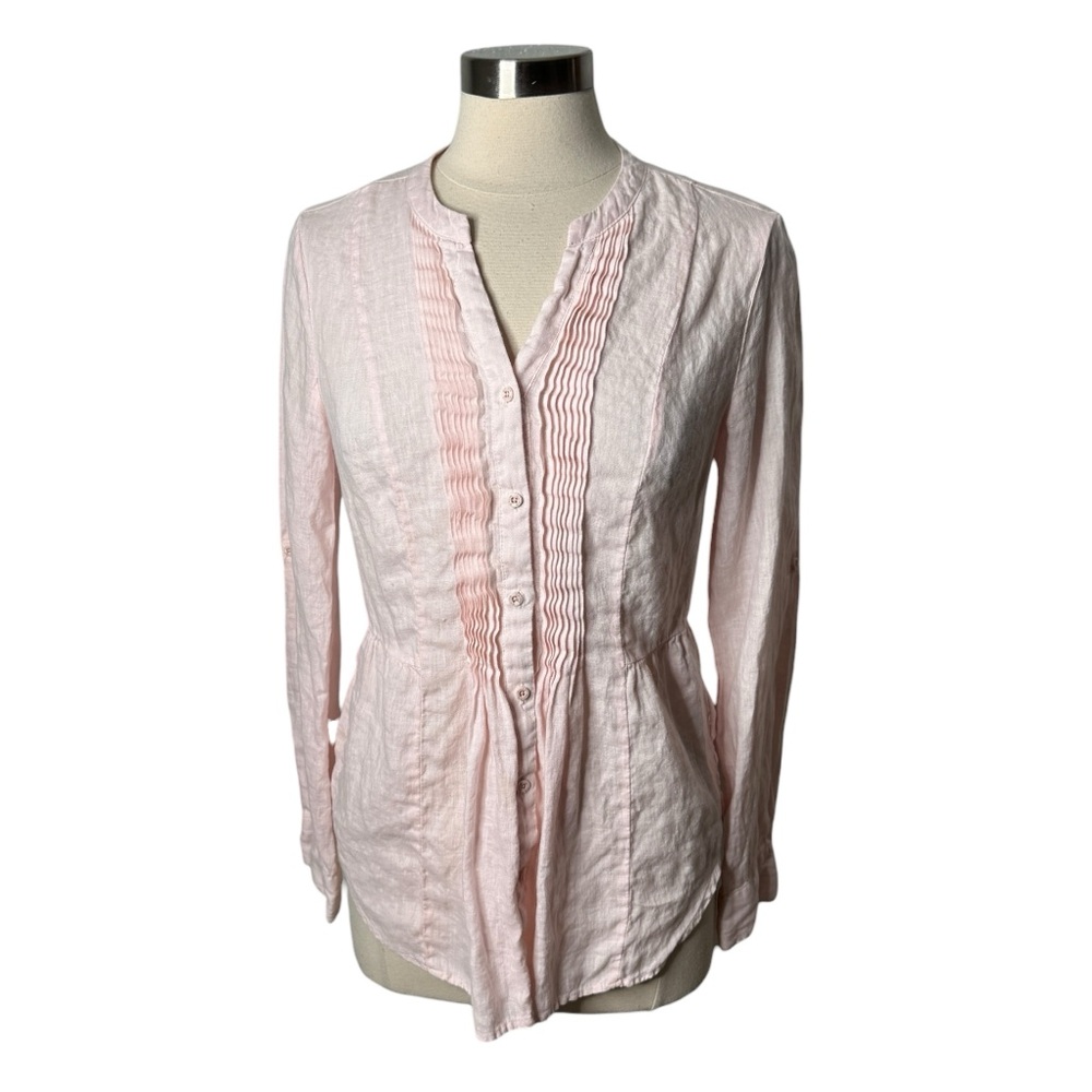 Malvin Hamburg Germany I Love Linen Light‎ Pink Button Front Top Women’s Medium